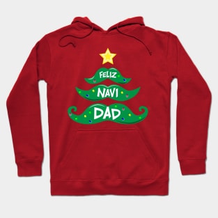 Feliz Navi Dad Christmas Lights Mustache Tree Pun Design Hoodie